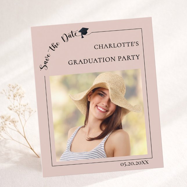 Photo Blush Pink Graduation Party Save the Date Flyer (Creator Uploaded)