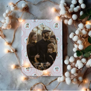 Photo Blush Snowman Christmas Holiday Card