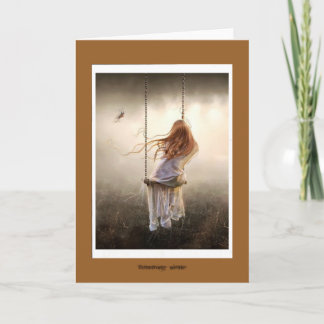 photo bohême romantique balançoire jeune fille card