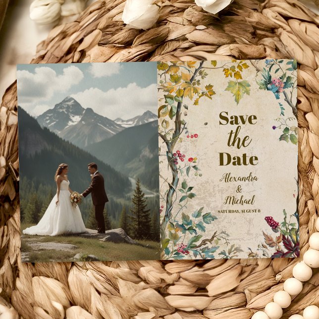 Photo Boho Autumn Wildflower Botanical Wedding  Save The Date (Creator Uploaded)