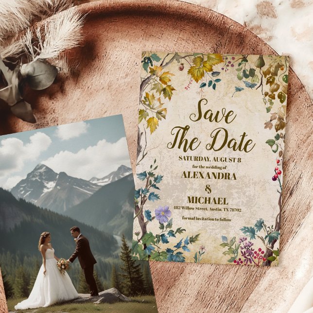 Photo Boho Autumn Wildflower Botanical Wedding  Save The Date (Creator Uploaded)