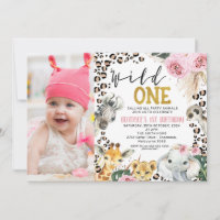 Photo Boho Floral Safari Wild One 1st Birthday