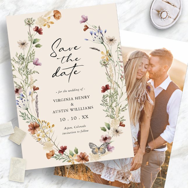 Photo Boho Floral Save The Date (Photo Boho Floral Save The Date
)