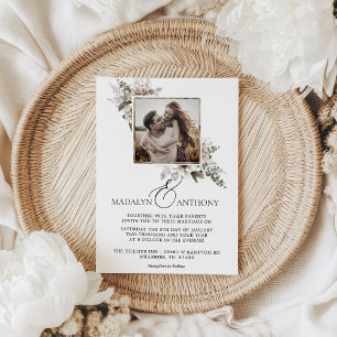 Photo Boho Floral Watercolor Wedding Invitation