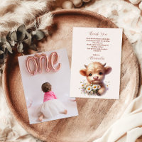 Photo Boho Holy Cow Highland Cow 1st Birthday