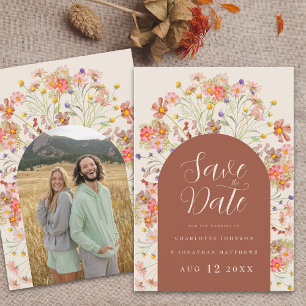 Photo Boho Rustic Wildflower Arch Fall Wedding Save The Date