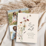 Photo Boho Save The Date Flat Card<br><div class="desc">Photo Boho Save The Date Flat Card. This stylish & elegant save-the-date announcement card features gorgeous hand-painted watercolor wildflowers arranged as a lovely bouquet perfect for spring, summer, or fall weddings. The back includes a photo collage of 3 photos for personalising. Find matching items in the Boho Wildflower Wedding Collection....</div>