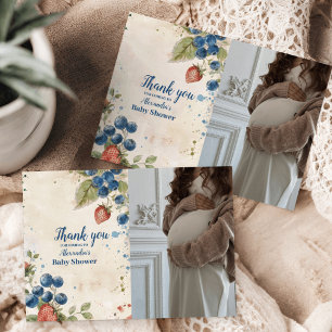 Photo Boho Strawberry Berry Sweet Baby Shower Thank You Card