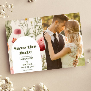 Photo Boho Wildflower Botanical Wedding Save The Date