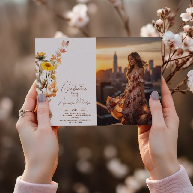 Photo Boho Wildflower Graduation Invitation (Creator Uploaded)