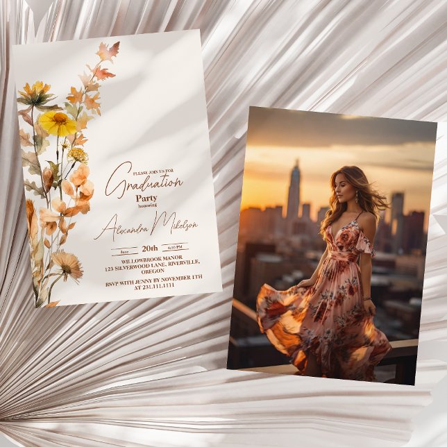 Photo Boho Wildflower Graduation Invitation (Creator Uploaded)