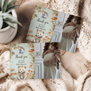 Photo Boho Woodland Baby Shower Thank You Card