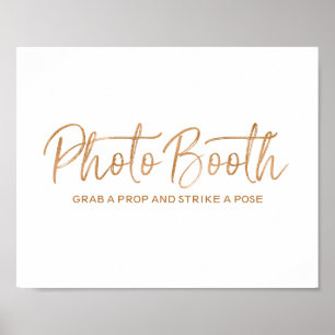 Photo Booth 8x10 Stylish Rose Gold Wedding Sign