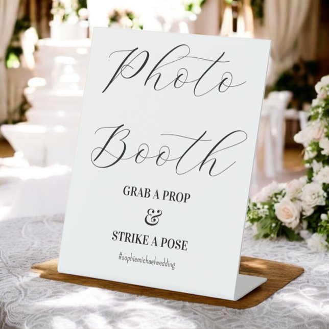 Photo Booth Black White Wedding   Pedestal Sign (Creator Uploaded)