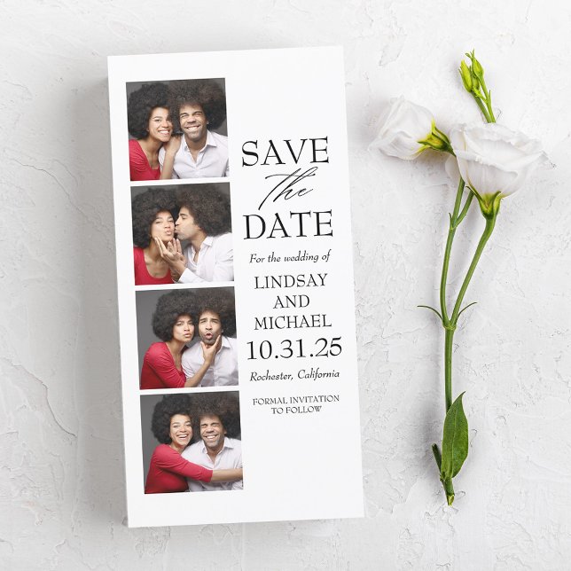 Photo Booth Bookmark Style Modern Save the Date (Creator Uploaded)