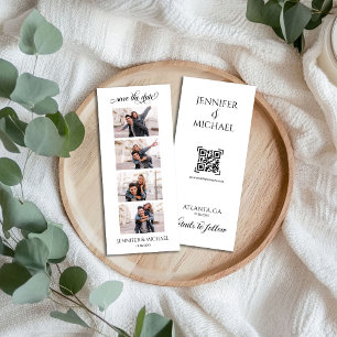 Photo Booth Calligraphy Script Photo w QR Code Save The Date