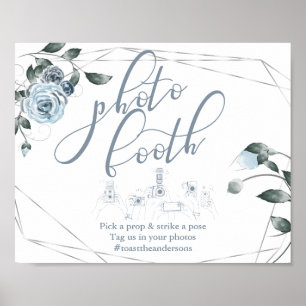 Photo Booth  Dusty Blue Floral Sign