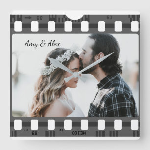 Photo booth film strip personalised photo template square wall clock