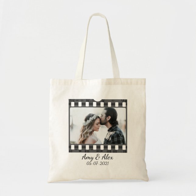 Photo booth film strip personalised photo template tote bag (Front)