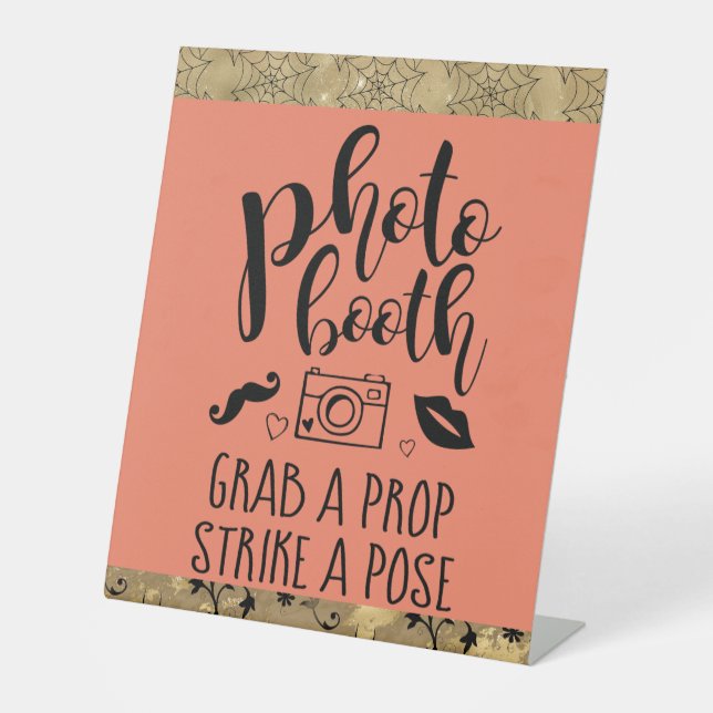 Photo Booth Grab a Prop Custom Halloween Wedding P Pedestal Sign (Front)