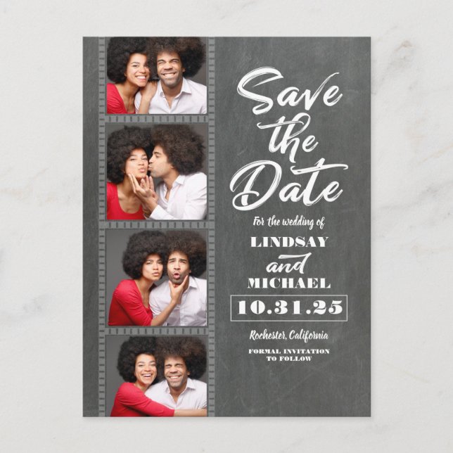Photo Booth Photos Fun Save the Date Announcement Postcard (Front)