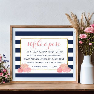 Photo Booth Poster Sign   Midnight Blush Peony