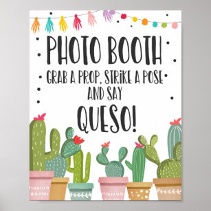 Photo Booth Prop Cactus Fiesta Party Table Sign