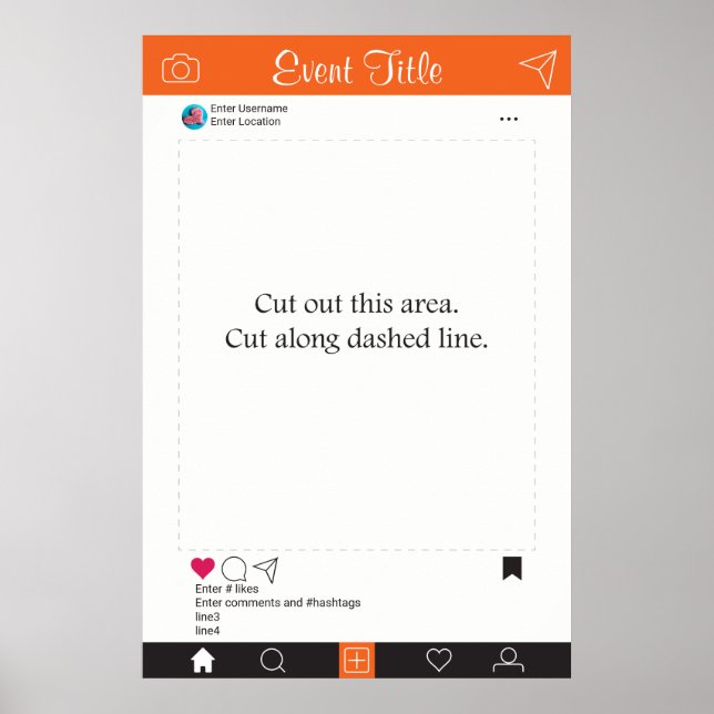 Photo Booth Prop Frame Poster Orang and Black (Front)