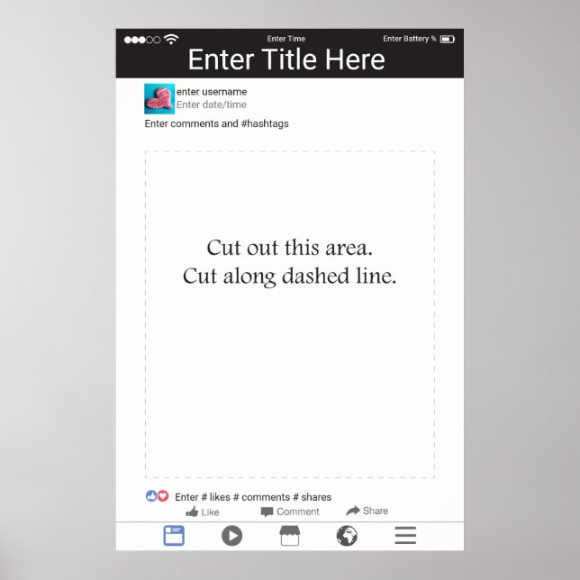 Photo Booth Prop Frame Social Media Design Poster (Front)