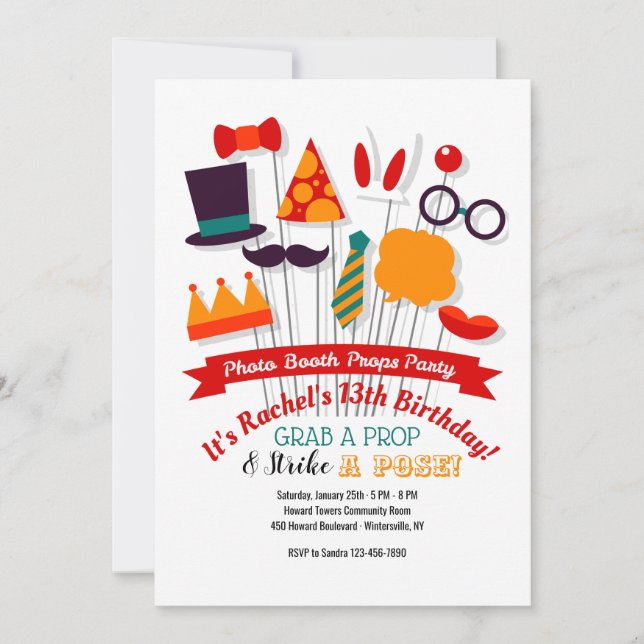 Photo Booth Props Party Invitations (Front)