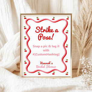 Photo booth Retro Cherry Bridal Shower table sign