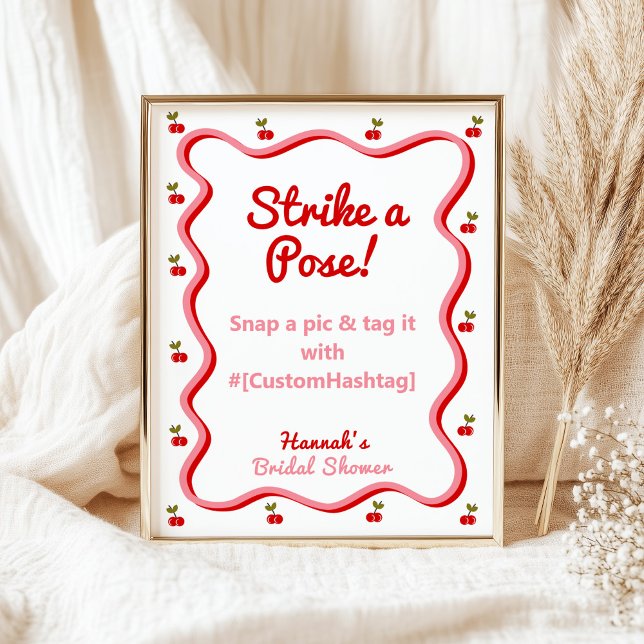 Photo booth Retro Cherry Bridal Shower table sign (Creator Uploaded)