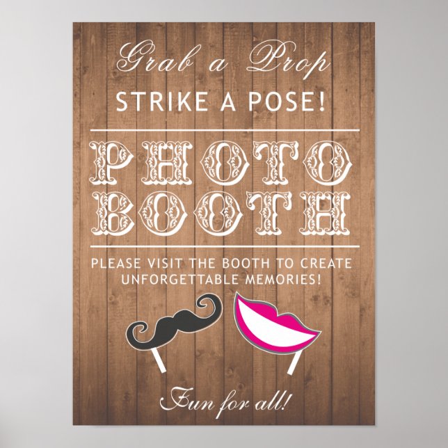 Photo Booth sign - grab a prop funny Wedding sign (Front)