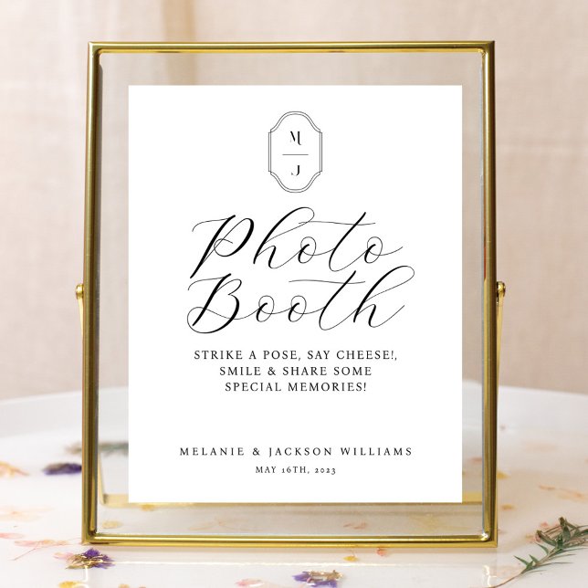Photo Booth Sign Minimal Elegant Script & Monogram (Creator Uploaded)