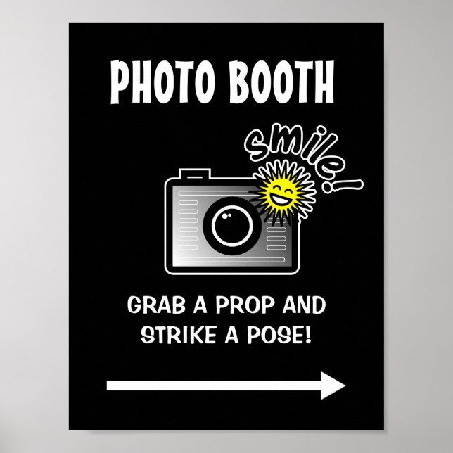 Photo booth sign poster for wedding or Birthday (Front)