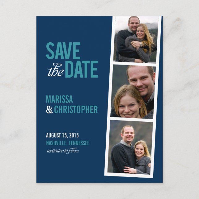 Photo Booth Style Save The Date Card (Front)