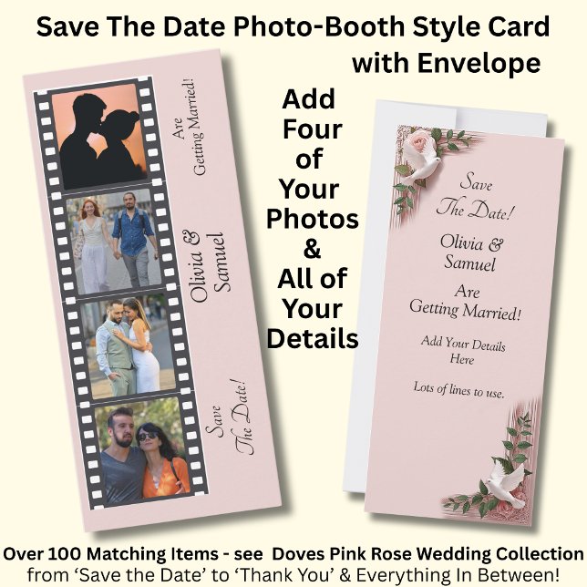 Photo Booth Style Save The Date Flat Card (Creator Uploaded)
