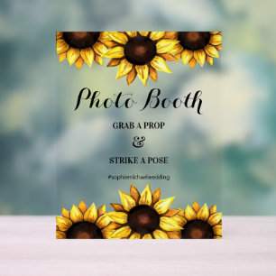 Photo Booth Sunflower Wedding Floral Pedestal Sign