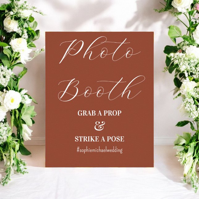 Photo Booth Terracotta Brown Wedding Poster (Creator Uploaded)