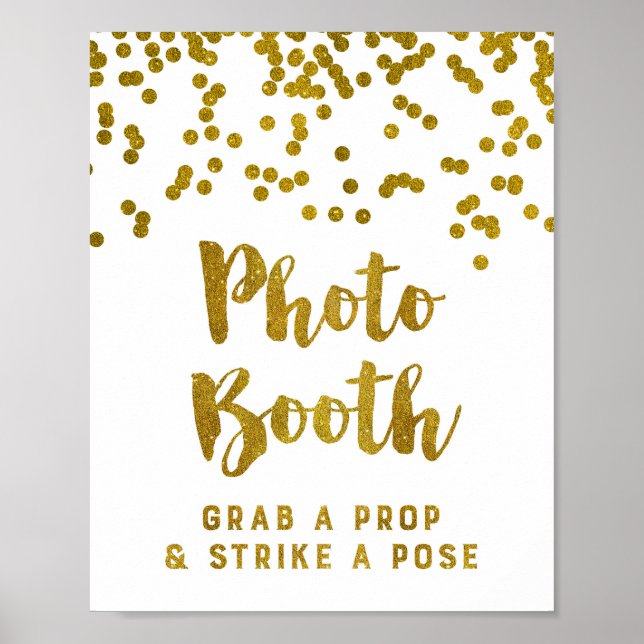 Photo Booth Wedding Sign Gold Confetti (Front)