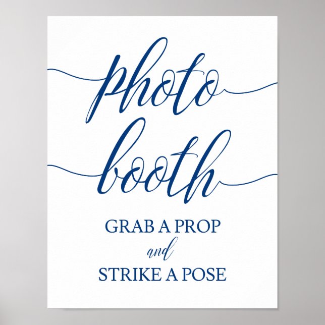 Photo Booth  Wedding Sign Navy Blue Calligraphy (Front)