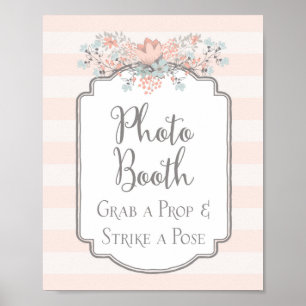 Photo Booth Wedding Sign Vintage Floral Stripes