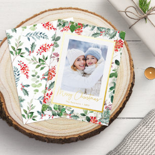 Photo Botanical Foil Holiday Card