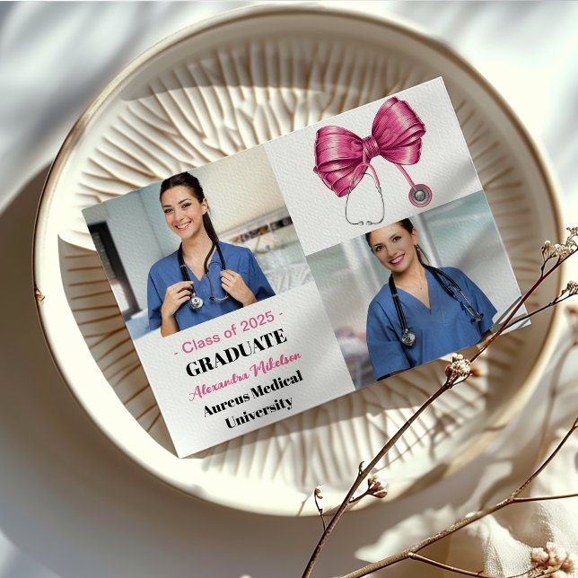 Photo Bow Stethoscope Nursing School Graduate  Announcement (Creator Uploaded)