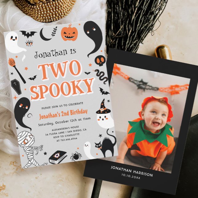 Photo Boy Halloween 2nd Birthday  Invitation (Creator Uploaded)