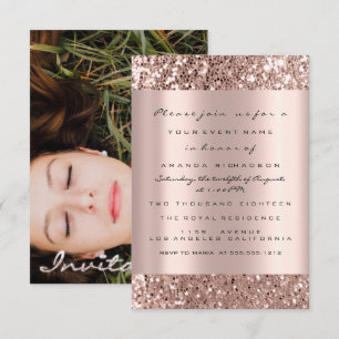 Photo Bridal Shower Rose Gold Drips Graduation Invitation