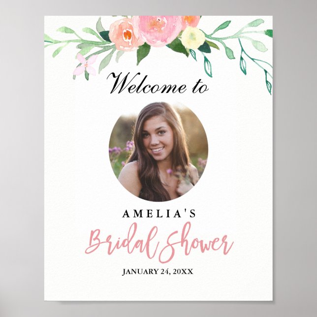 Photo Bridal Shower Welcome Sign Botanical (Front)
