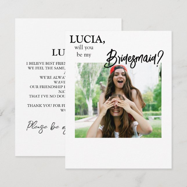 Photo Bridesmaid Proposal Card Template (Front/Back)