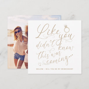 Photo Bridesmaid Request Card Gold & White