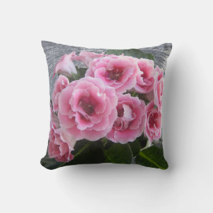 Photo. Bright bouquet of pink flowers. Cushion